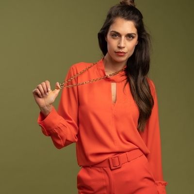 Camicia donna manica lunga in georgette tinta unita